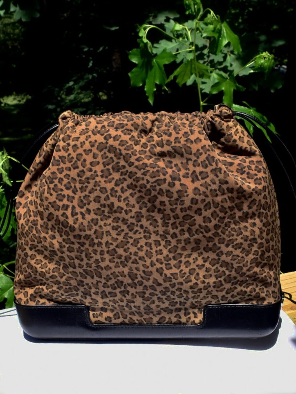 Vintage Bottega Veneta Leopard Print Drawstring Pouch Bag Italy Rare BV - Picture 3 of 13